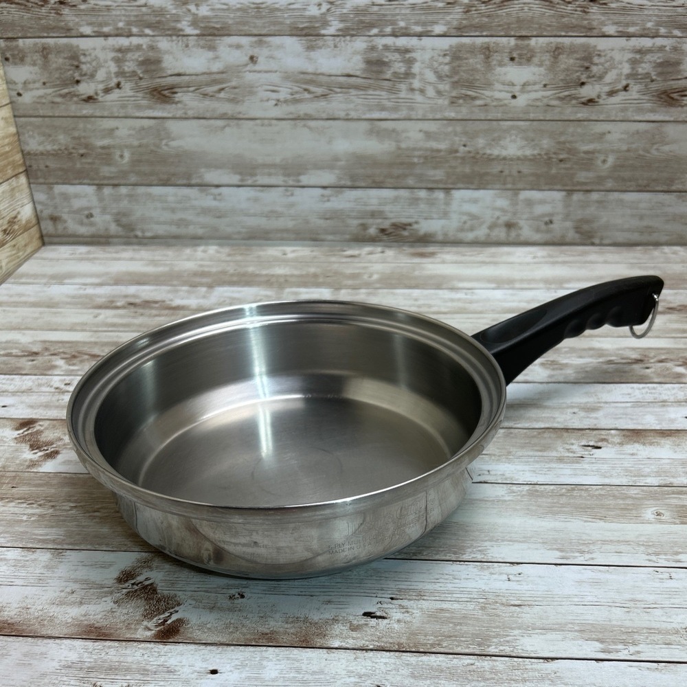 Lustre Craft Skillet Silver 5-Ply Multi-Core Stainless Steel 9 Inch Fry Pan USA
